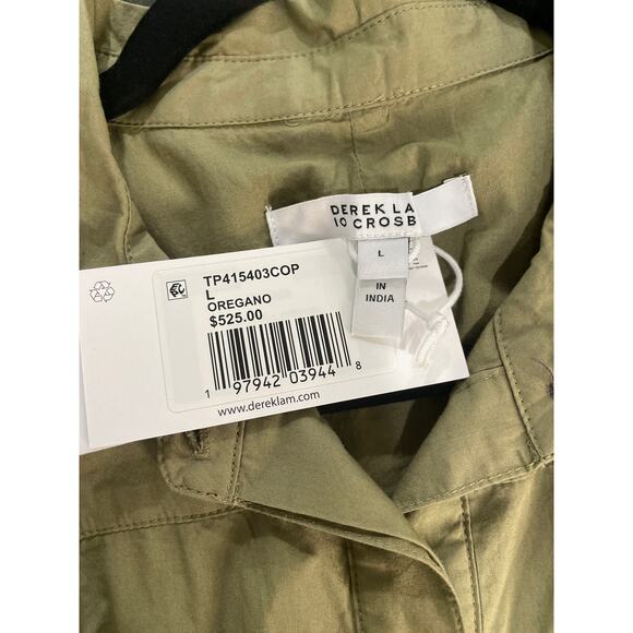 Derek Lam 10 Crosby Mikala Cotton-Poplin Midi Shirt Dress Oregano Size Large NWT - Picture 7 of 13